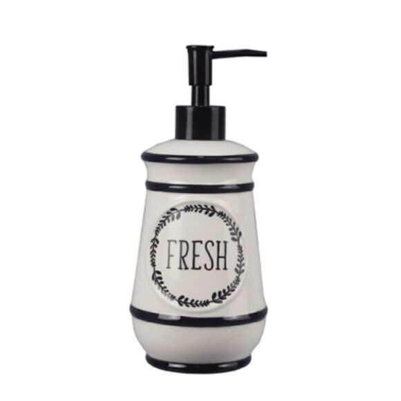 NEW! Farmhouse Ceramic Soap Dispenser Country Shabby Chic Cottagcore Black - Picture 1 of 2